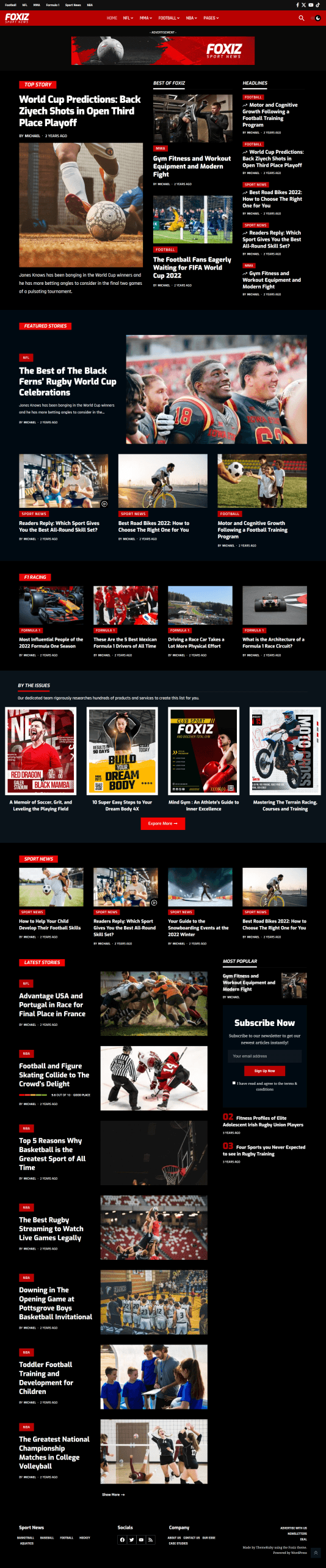 Full website preview of a dynamic news portal designed by Akaeid Hasan – modern layout with breaking news, categories, and responsive design